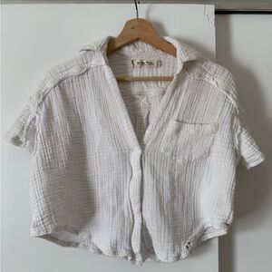Free People White Button Down Shirt